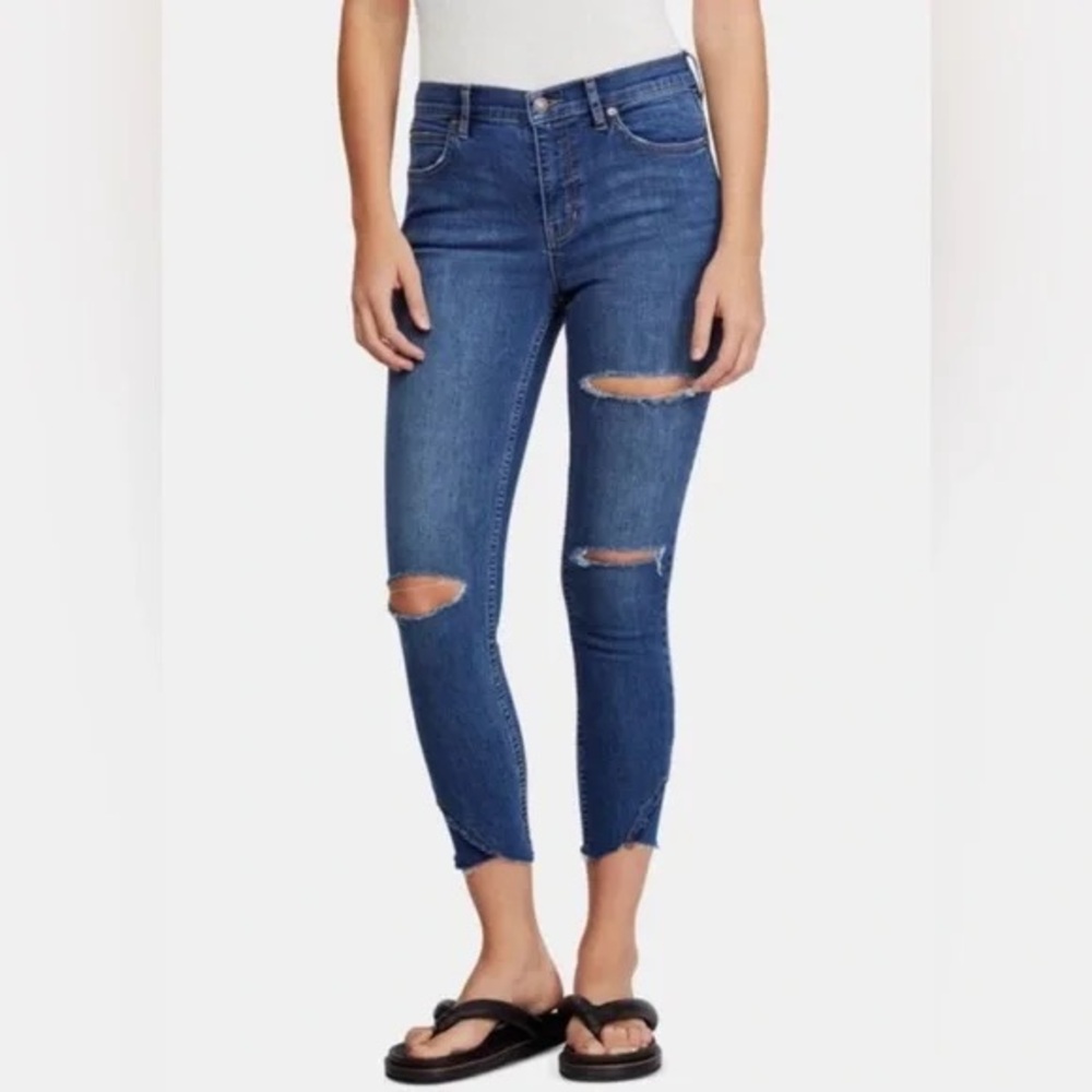 We the Free Sunny Denim Jeans Ripped Cropped Skinny Size 28